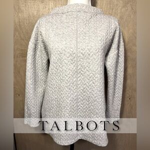 T by Talbots Quilted Grey Shimmer Pullover MP